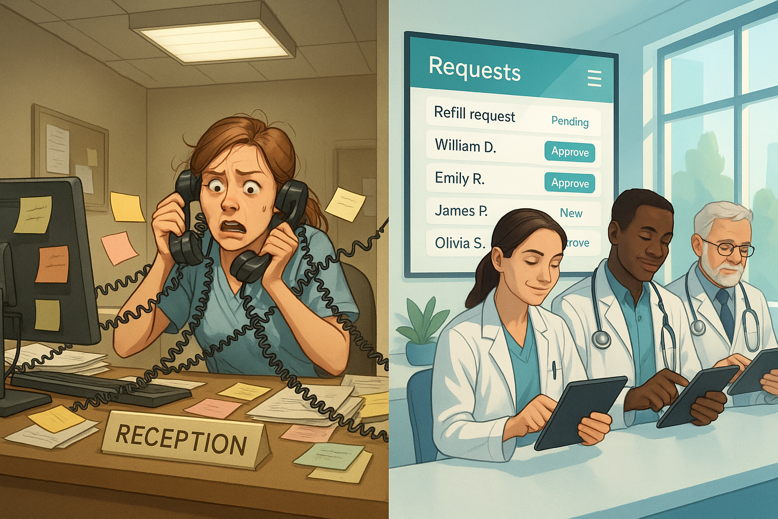 Automated prescription refill system for medical practices